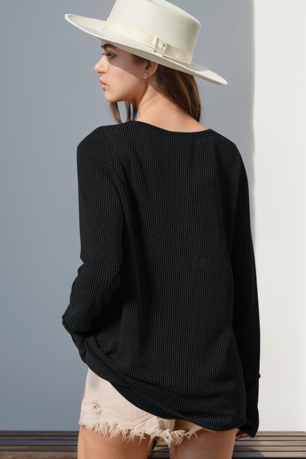 Full Size Notched Thumbhole Top in 8 Colors