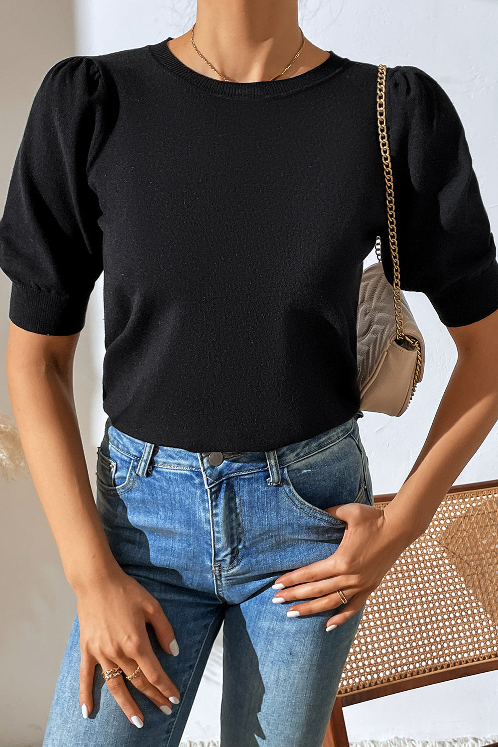 Puff Sleeve Knit Top in 5 Colors