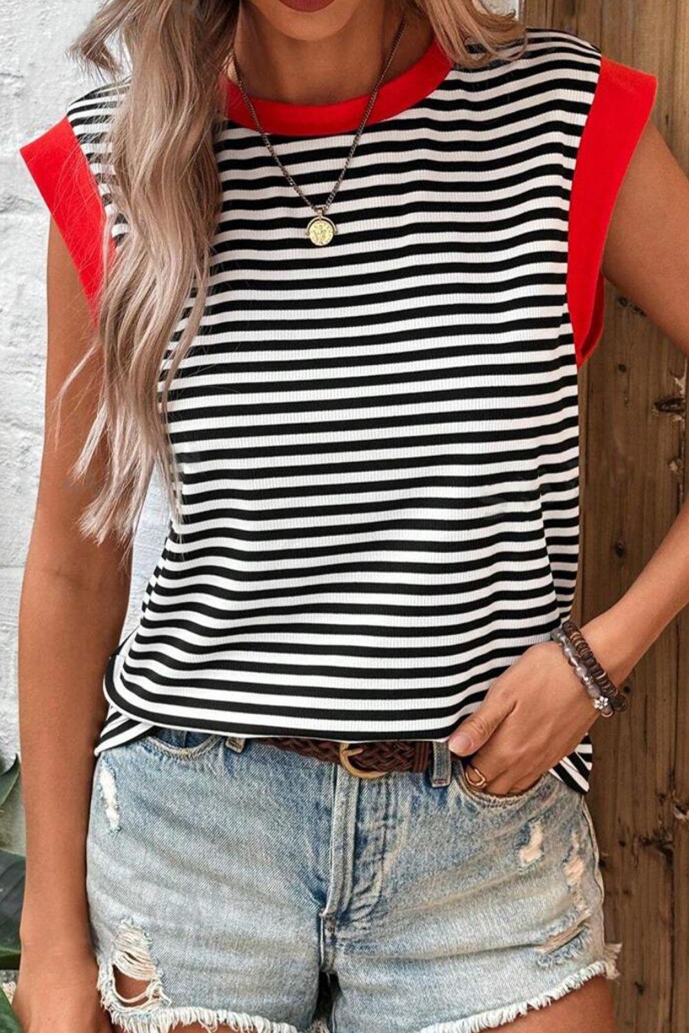 Striped Contrast Top - Olive Ave