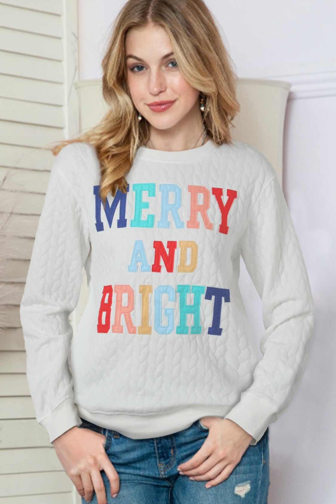 MERRY AND BRIGHT Cable Knit Top