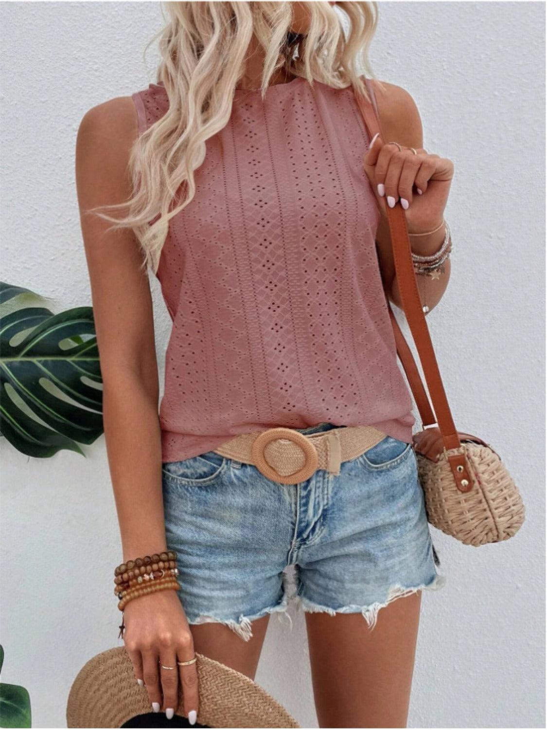 Eyelet Tank in 3 Colors - Olive Ave