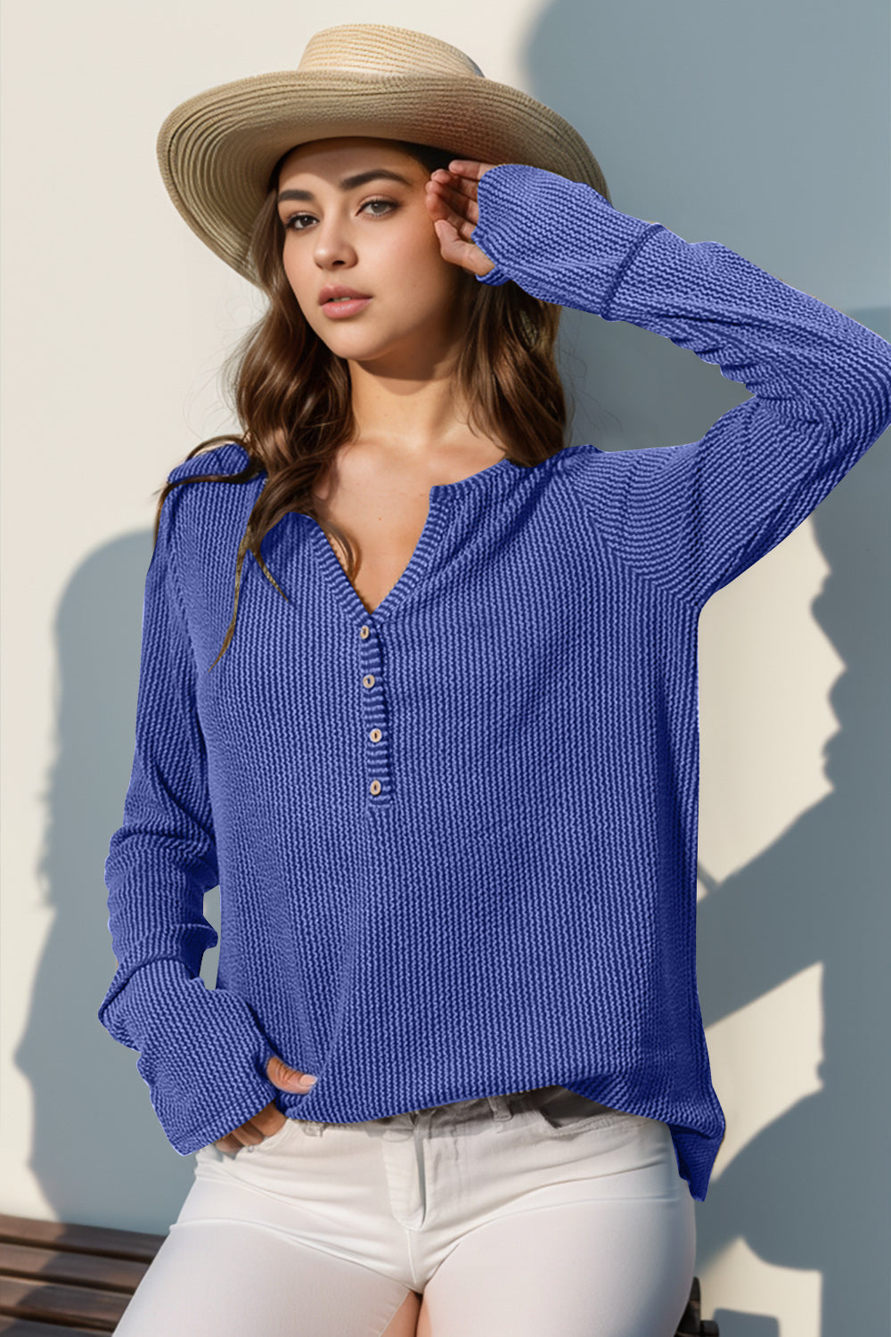 Full Size Notched Thumbhole Top in 8 Colors