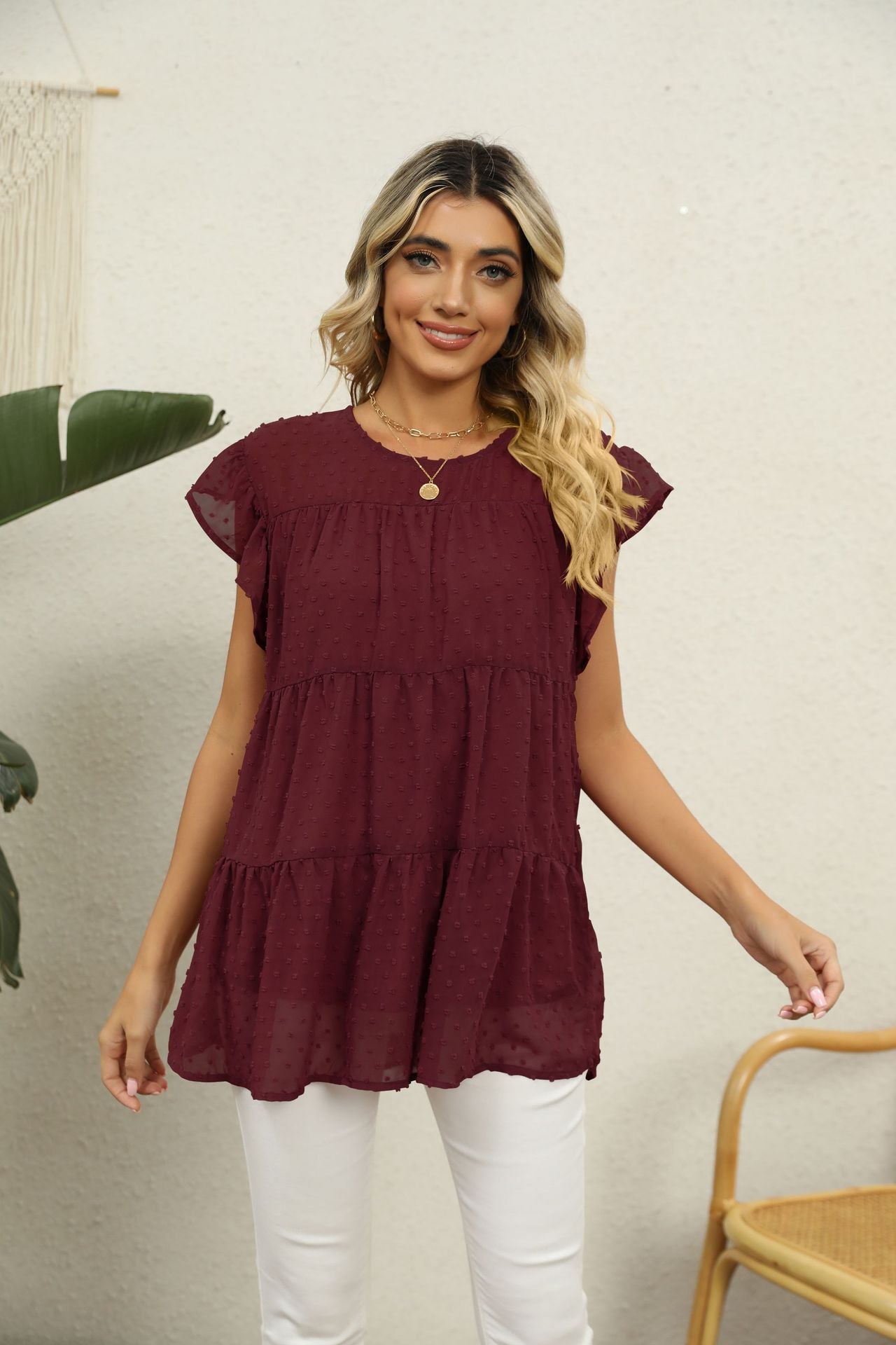 Swiss Dot Tiered Top in 8 Colors