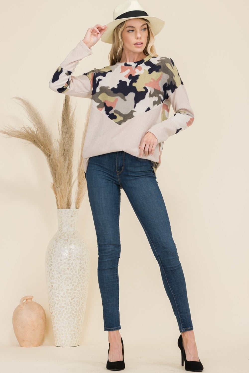 Celeste Full Size Camo Long Sleeve T-Shirt