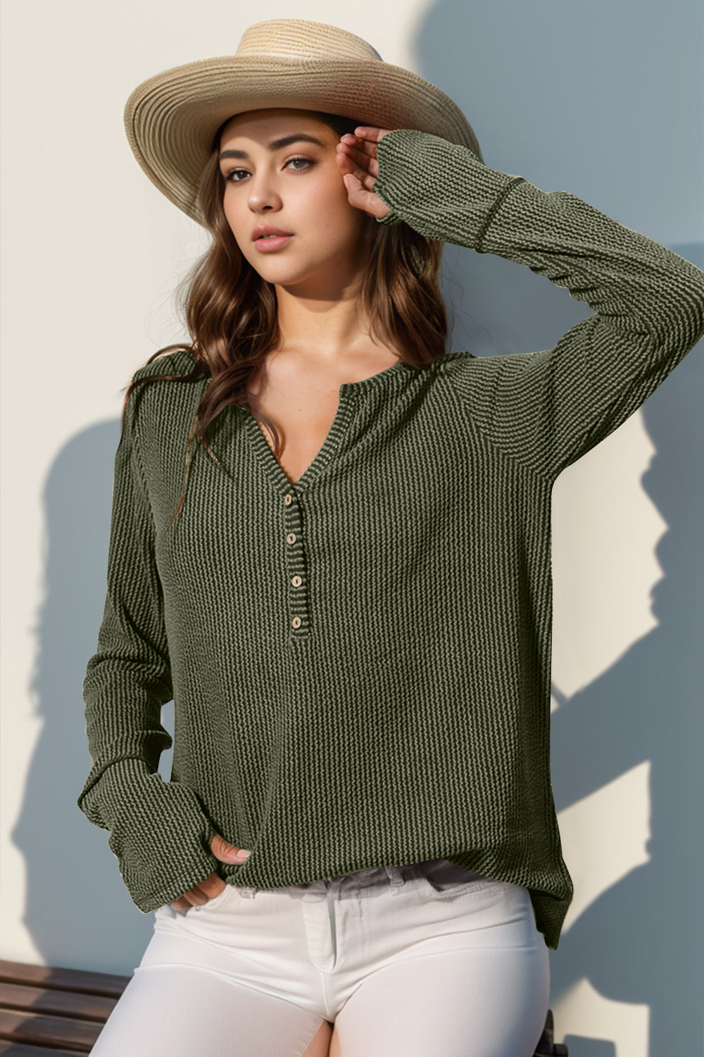 Full Size Notched Thumbhole Top in 8 Colors