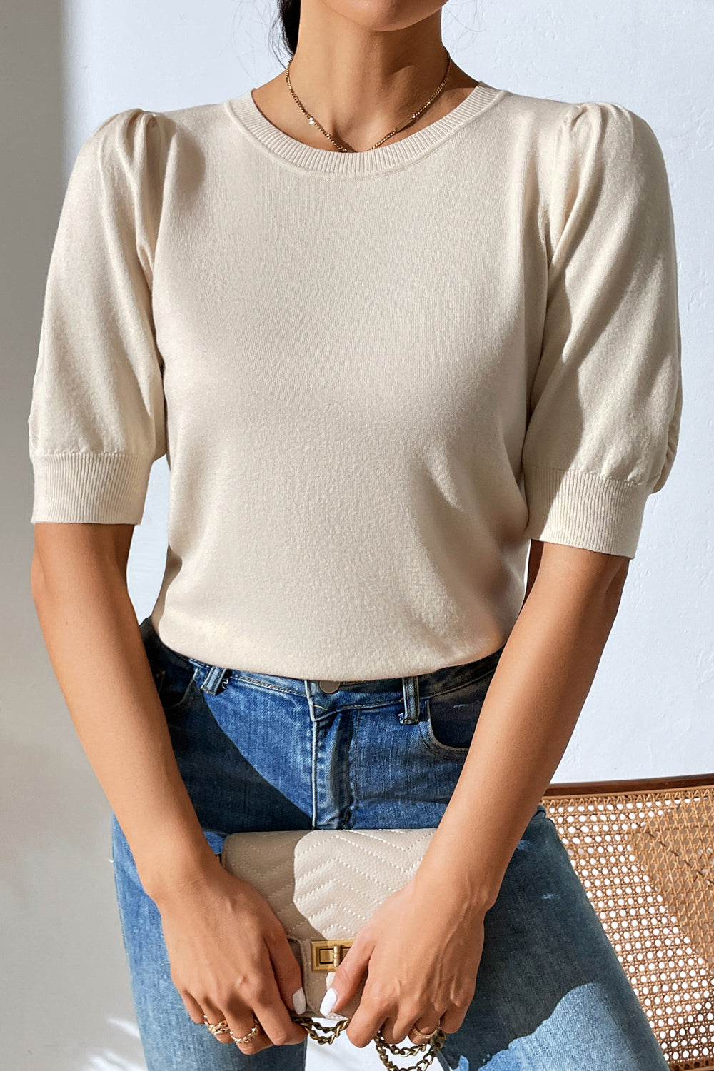 Puff Sleeve Knit Top in 5 Colors