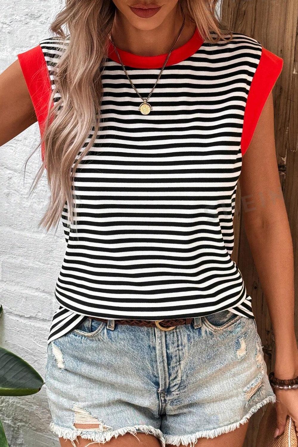 Striped Contrast Top - Olive Ave