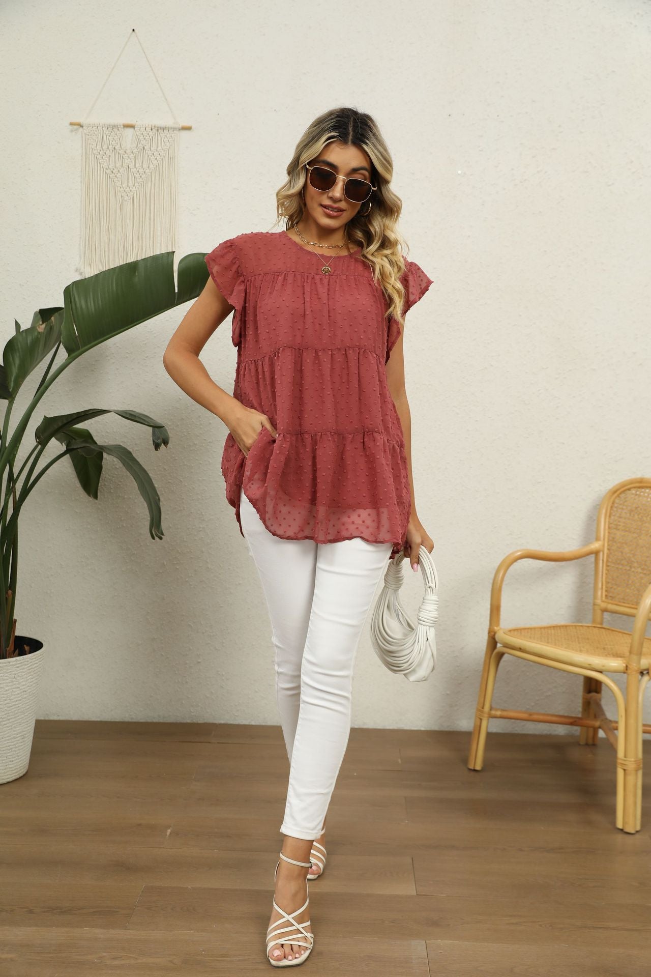 Swiss Dot Tiered Top in 8 Colors