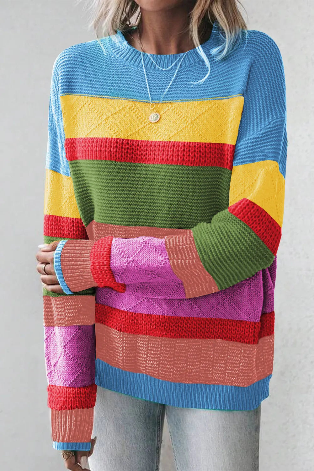 Contrast Striped Sweater in 2 Colors