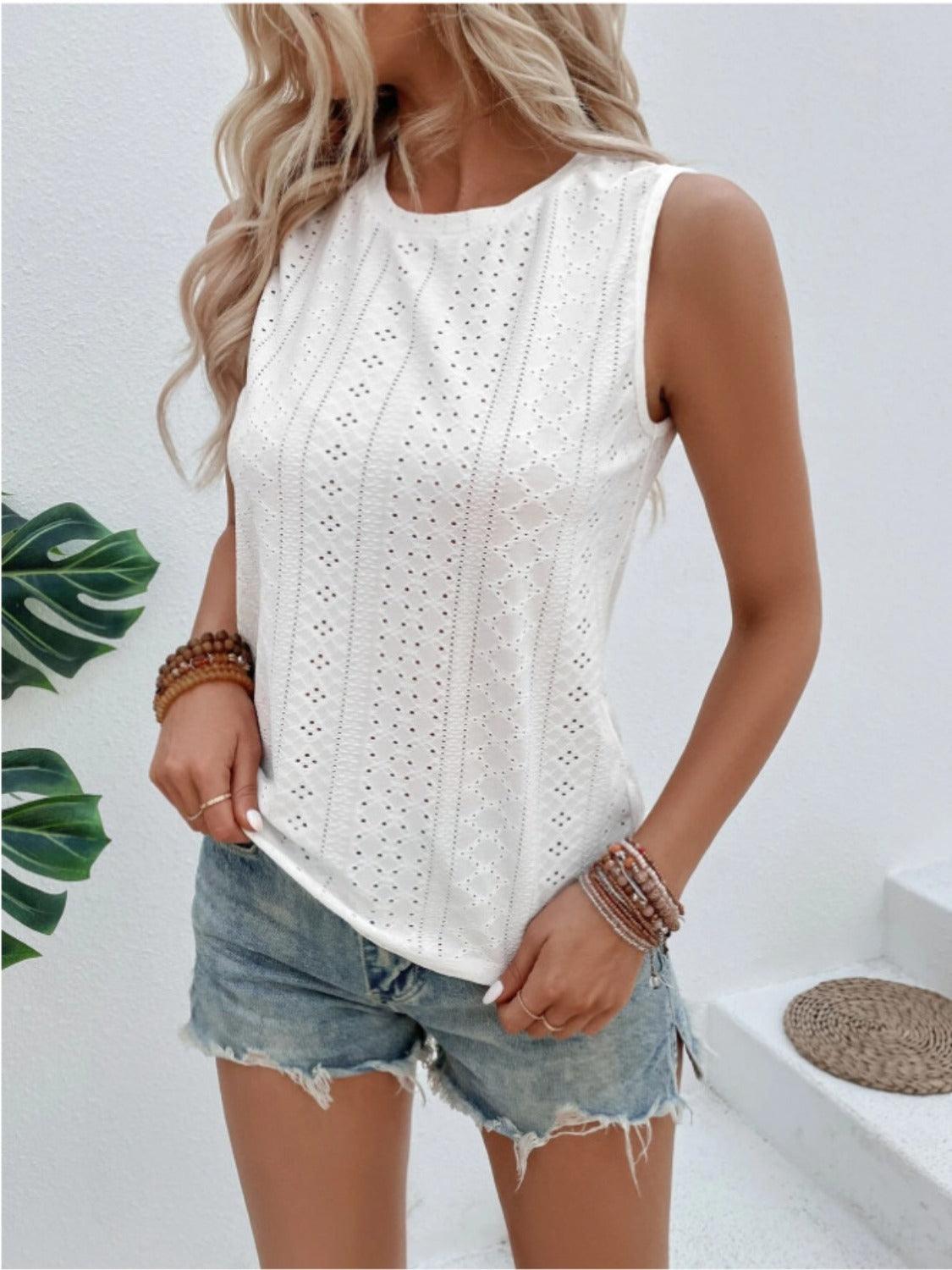 Eyelet Tank in 3 Colors - Olive Ave