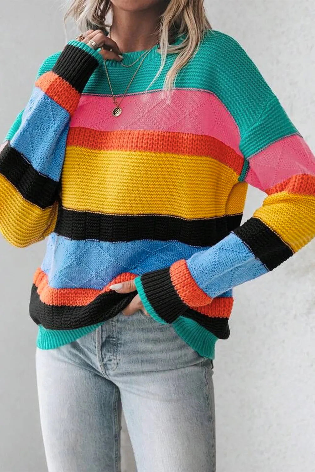 Contrast Striped Sweater in 2 Colors