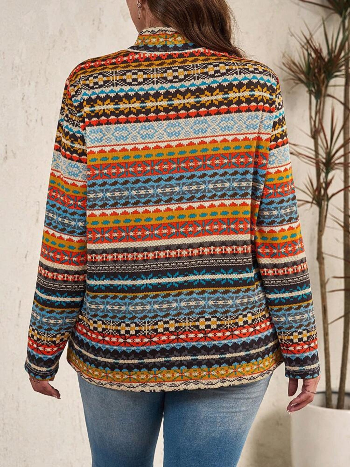 Plus Size Printed Mock Neck Top