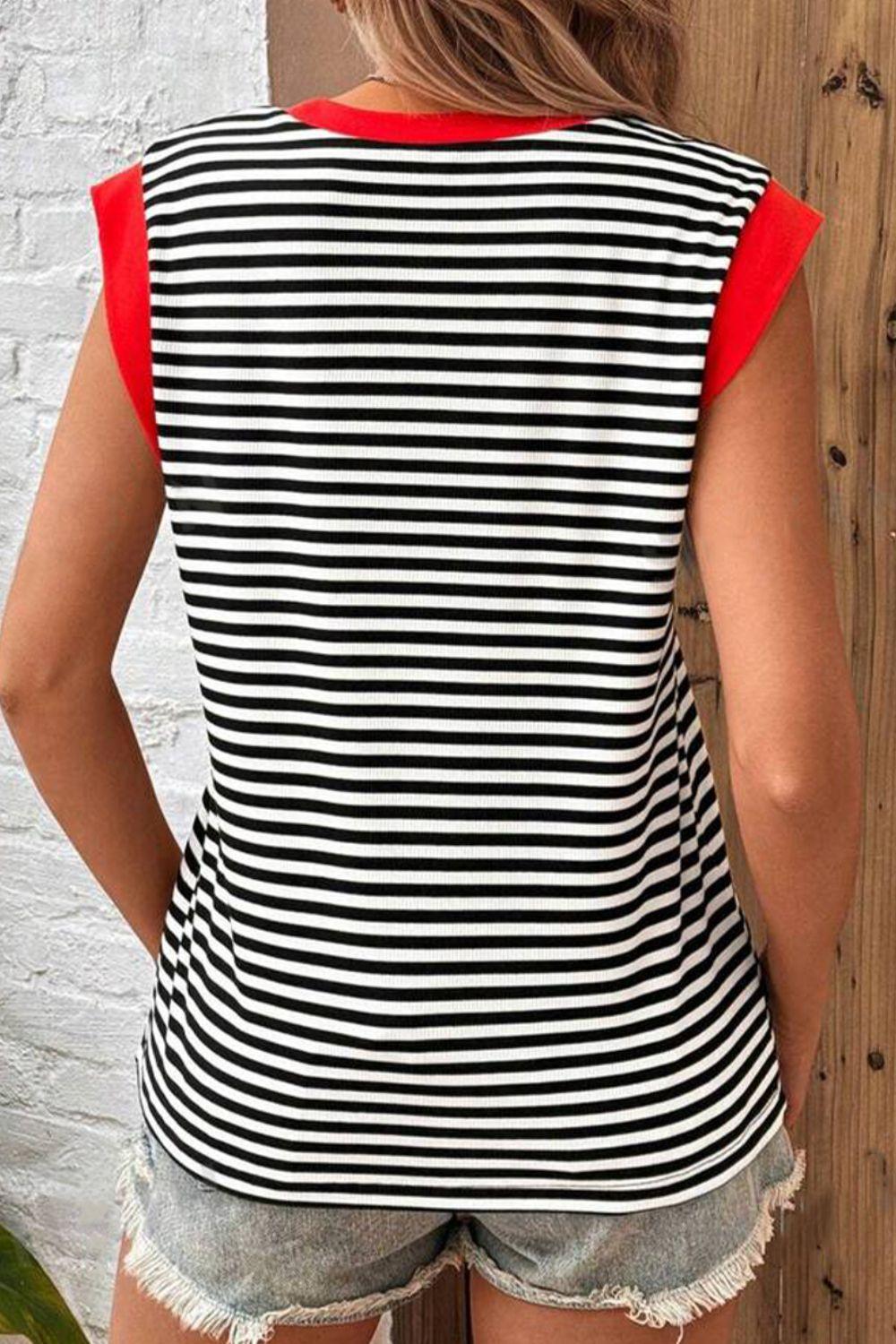 Striped Contrast Top - Olive Ave