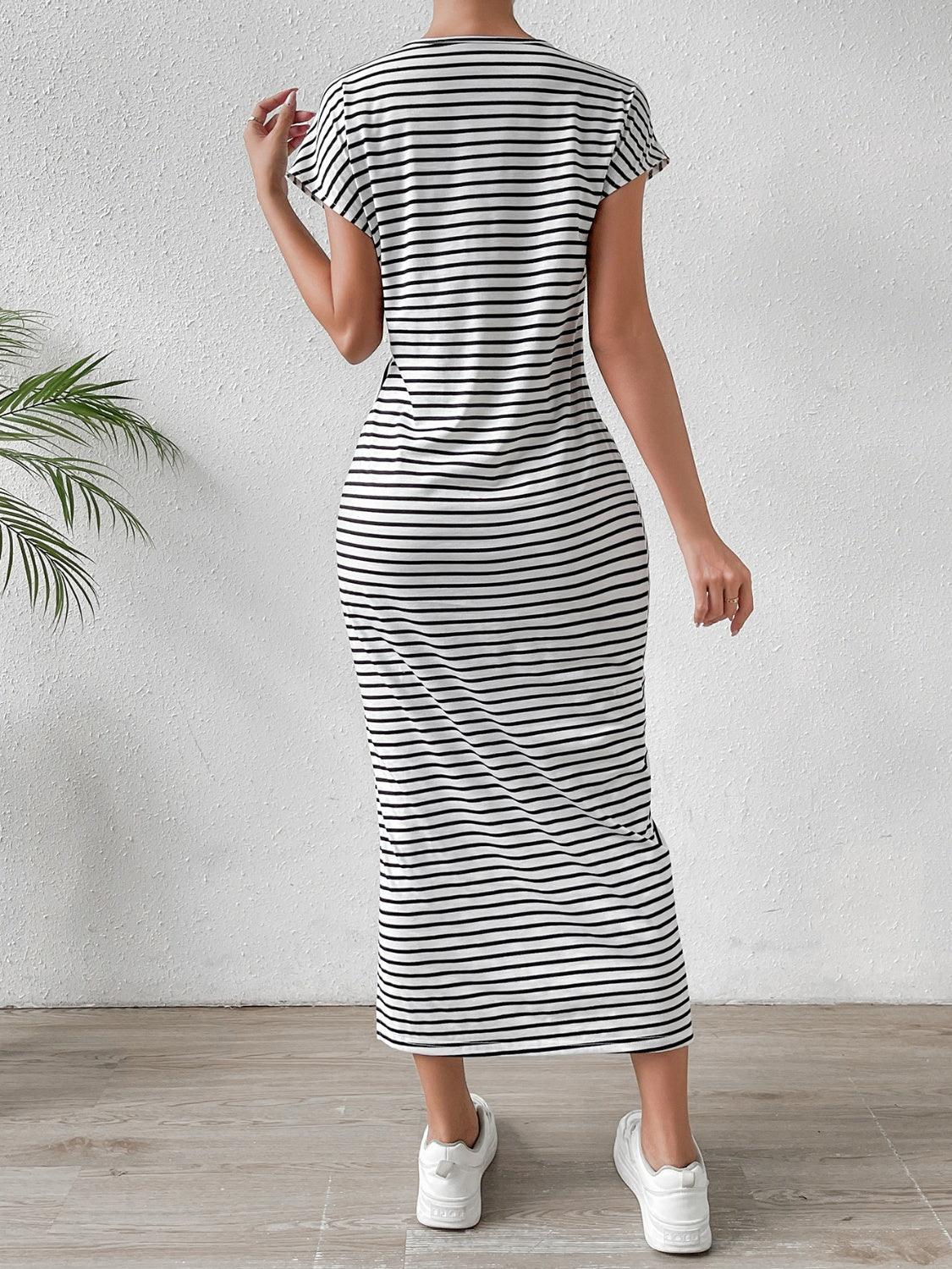 Tied Striped Tee Dress in 6 Colors - Olive Ave