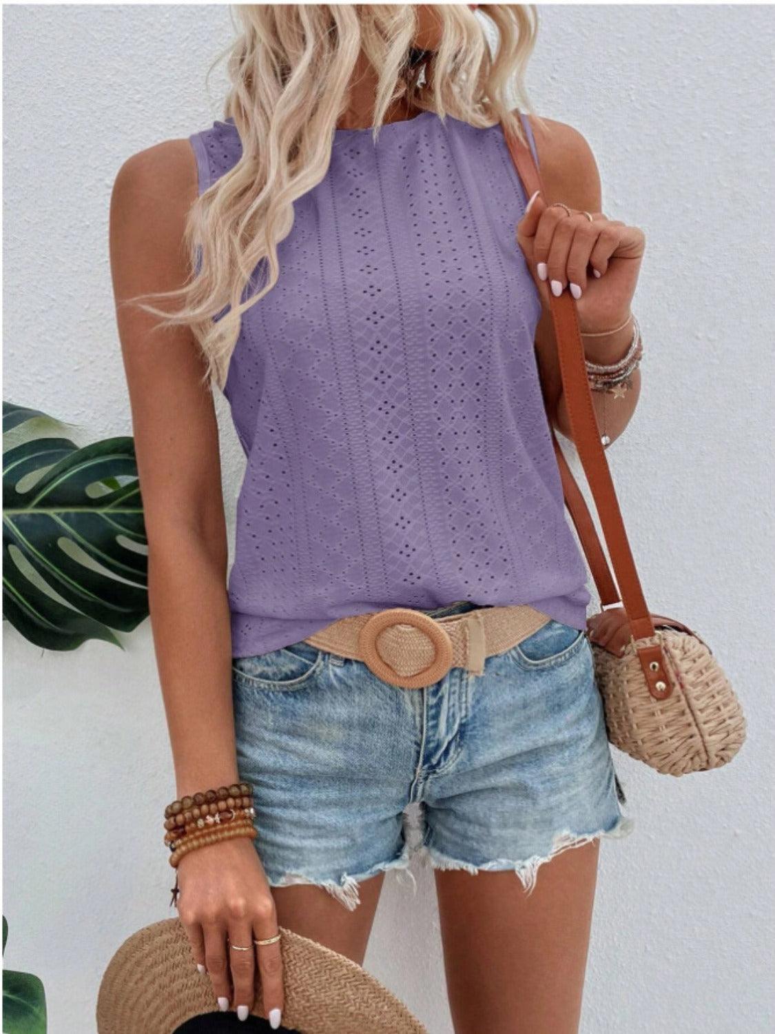 Eyelet Tank in 3 Colors - Olive Ave