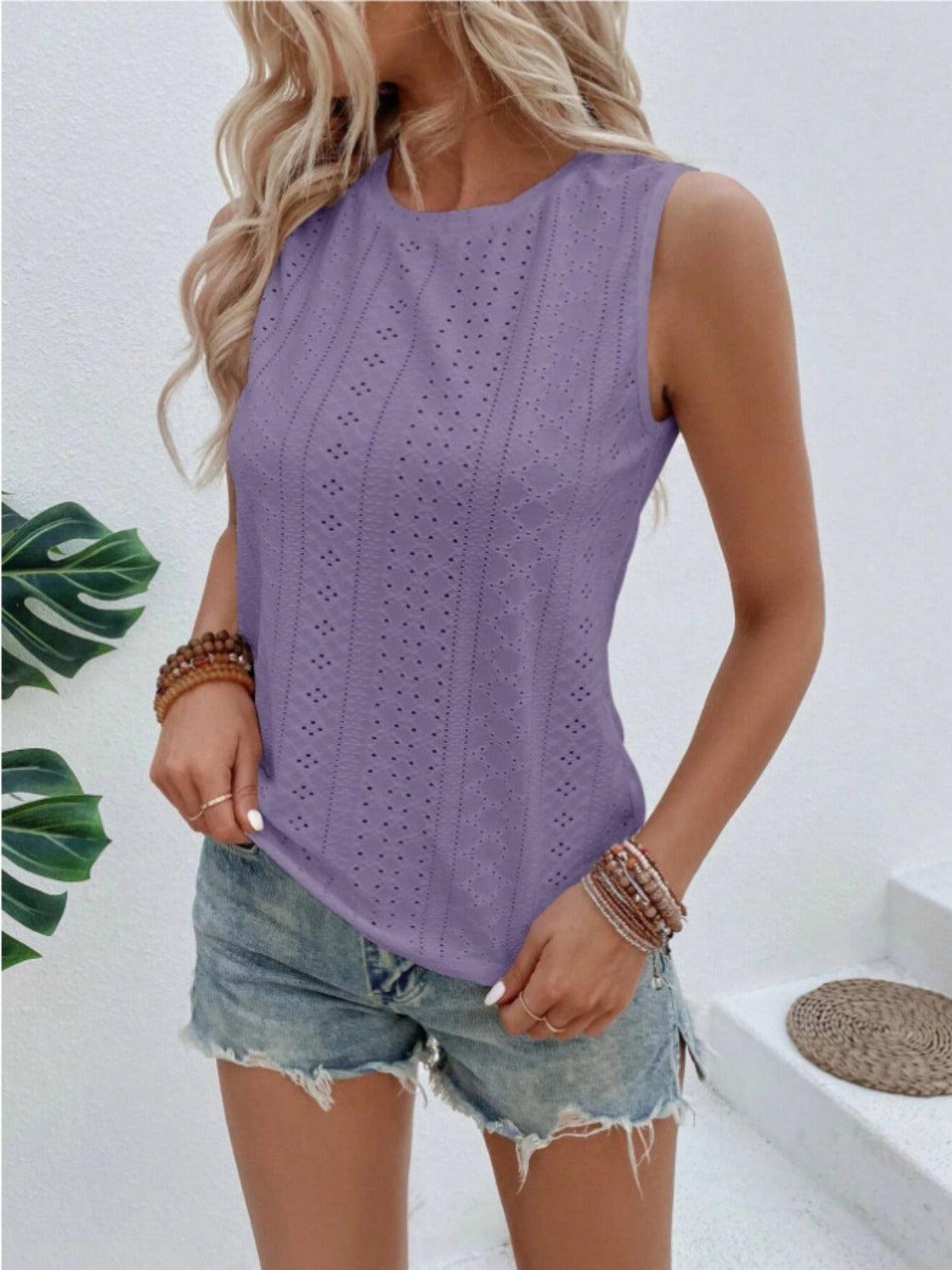 Eyelet Tank in 3 Colors - Olive Ave