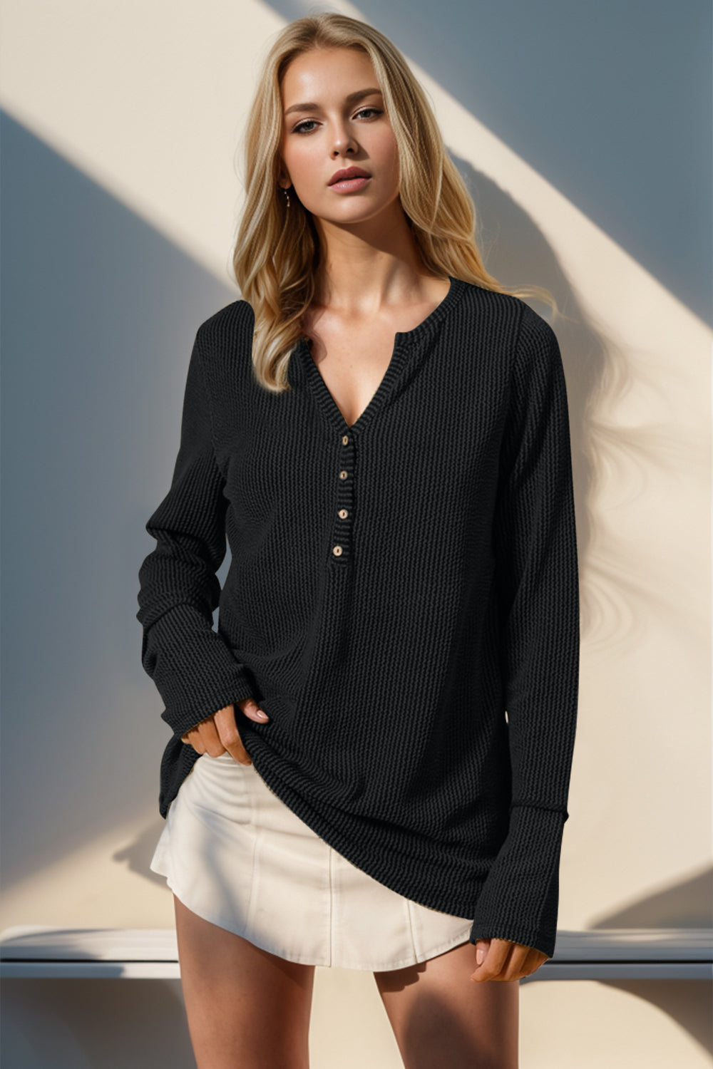 Full Size Notched Thumbhole Top in 8 Colors