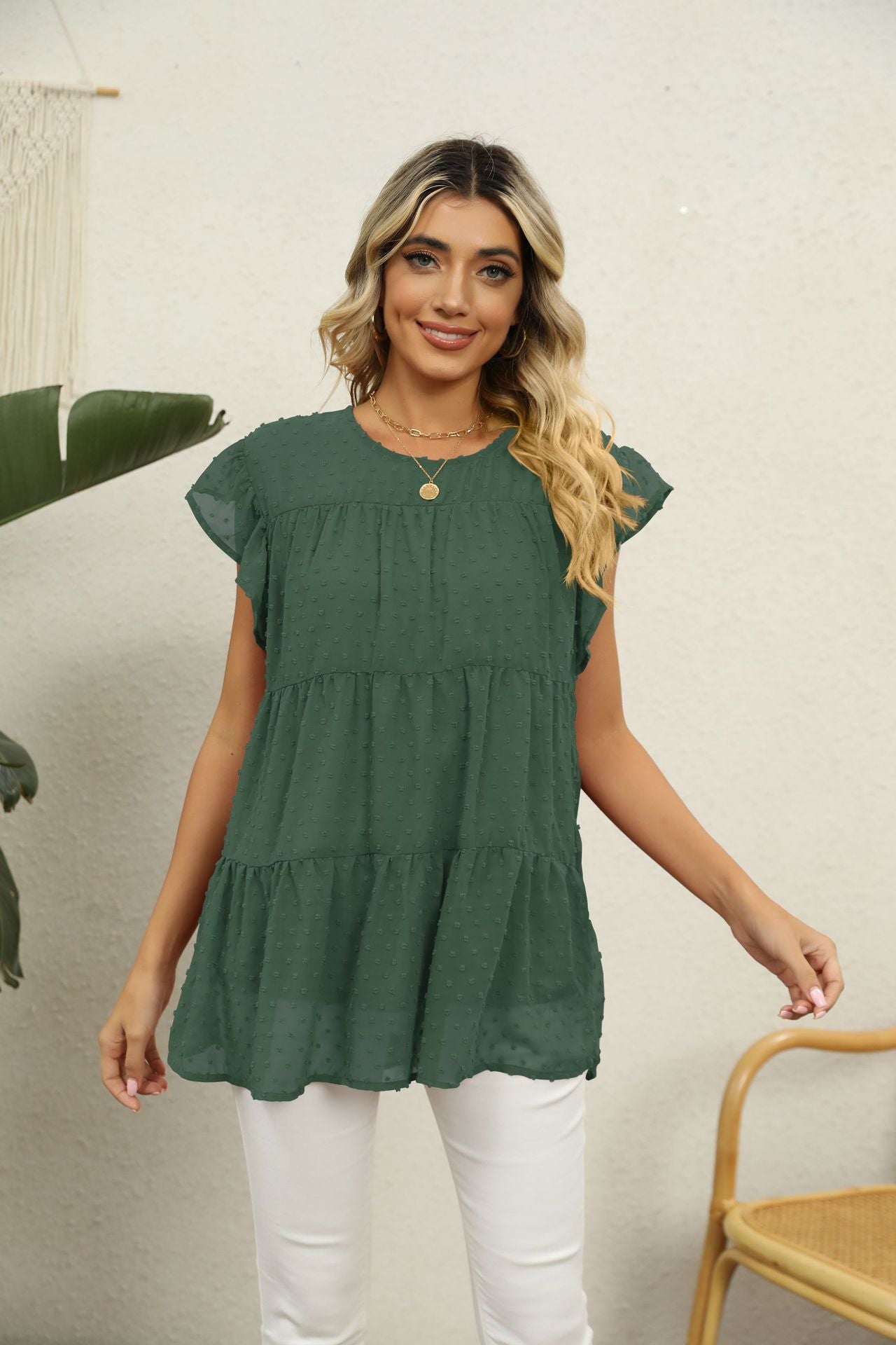 Swiss Dot Tiered Top in 8 Colors