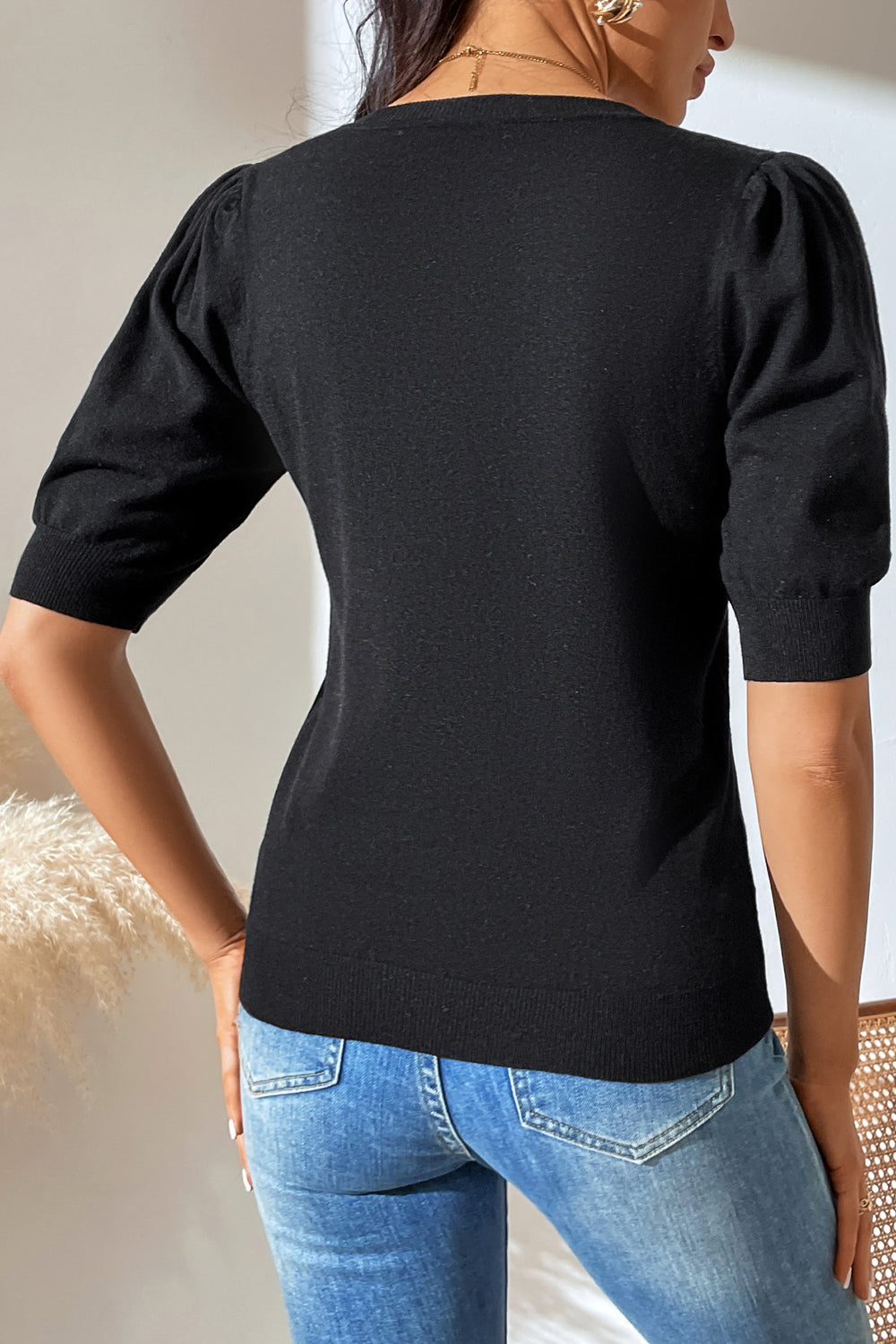 Puff Sleeve Knit Top in 5 Colors