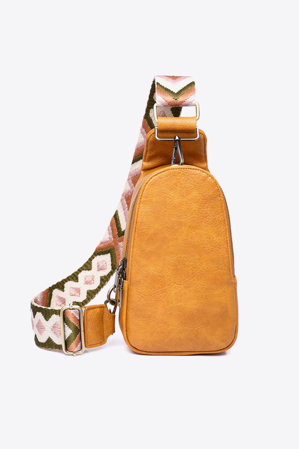 Adjustable Strap Leather Sling Bag - Olive Ave