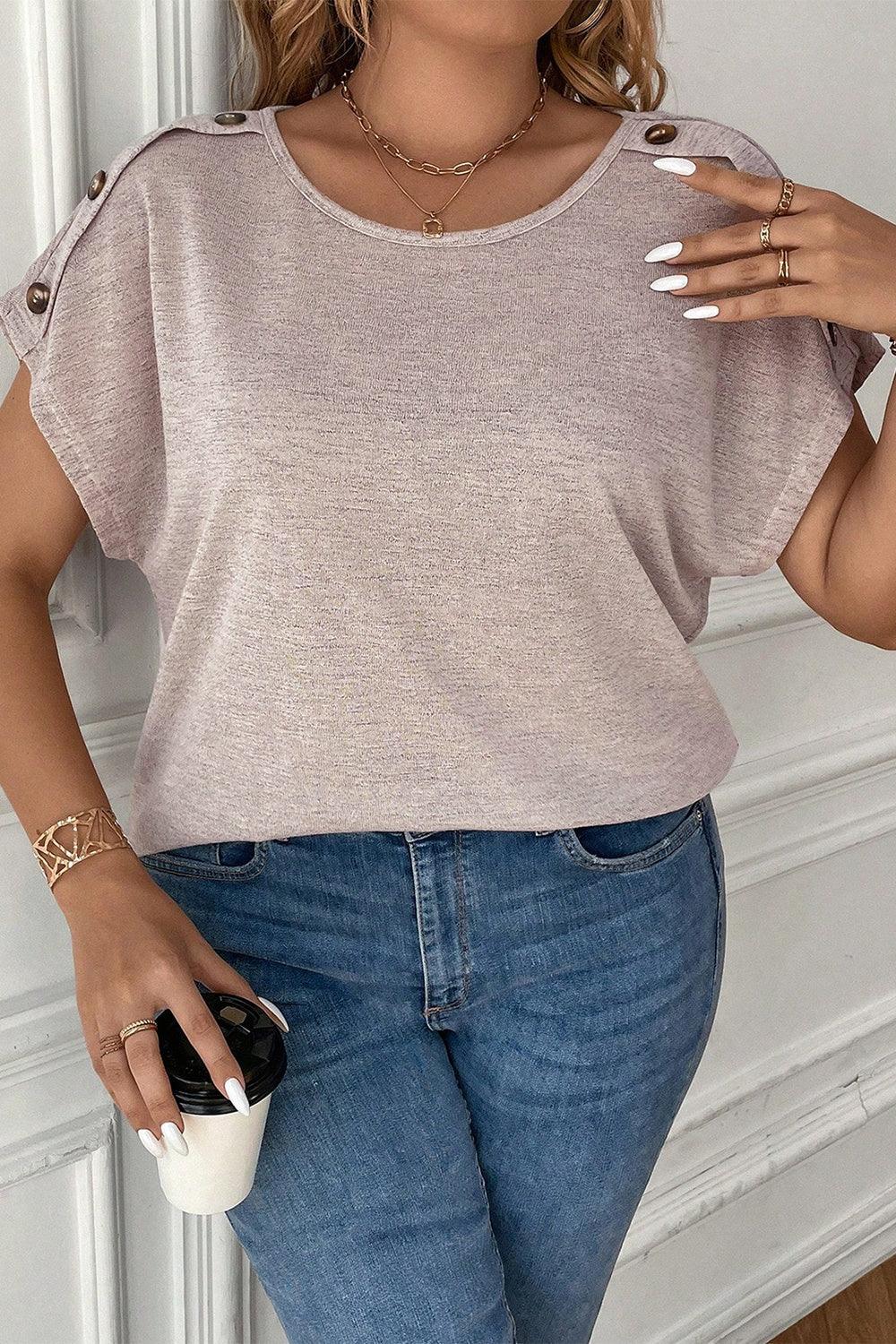Plus Size Decorative Button Top - Olive Ave
