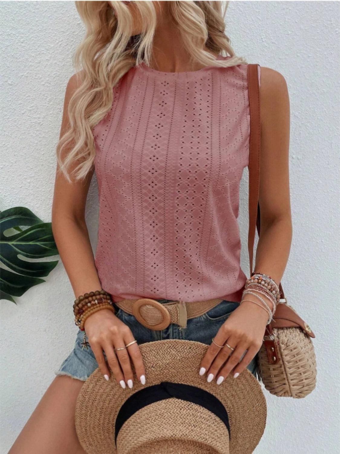 Eyelet Tank in 3 Colors - Olive Ave