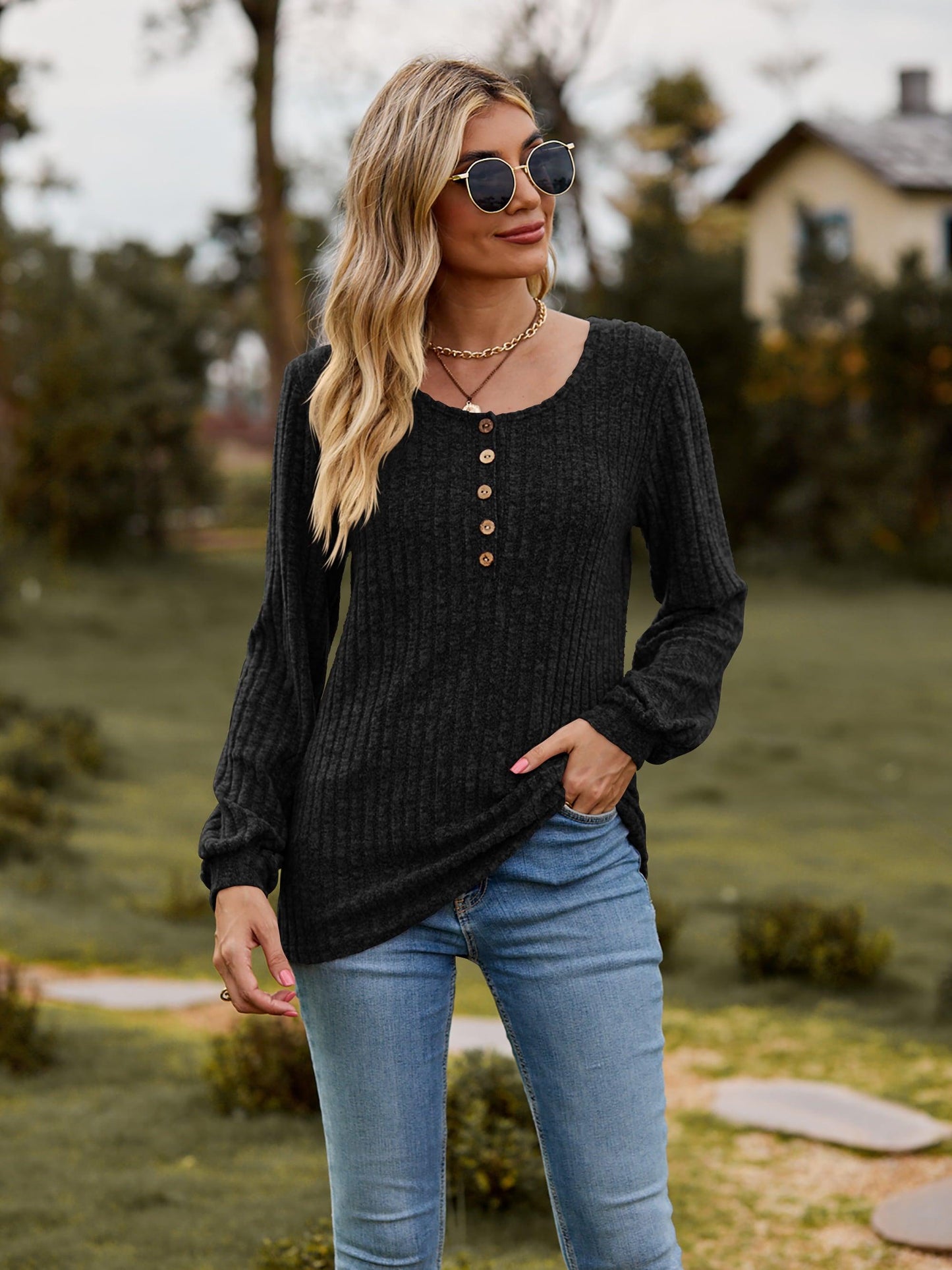 Button-Down Long Sleeve Top in 7 Colors - Olive Ave