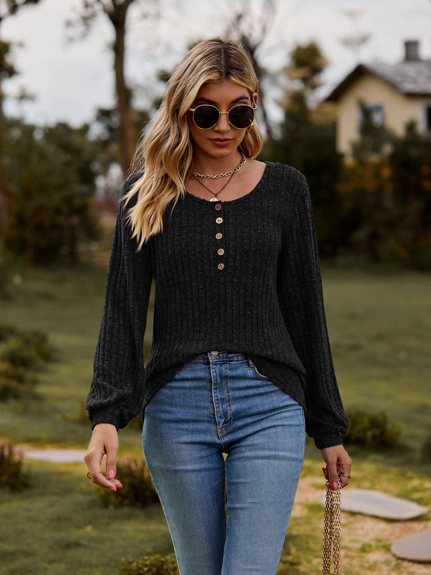 Button-Down Long Sleeve Top in 7 Colors - Olive Ave