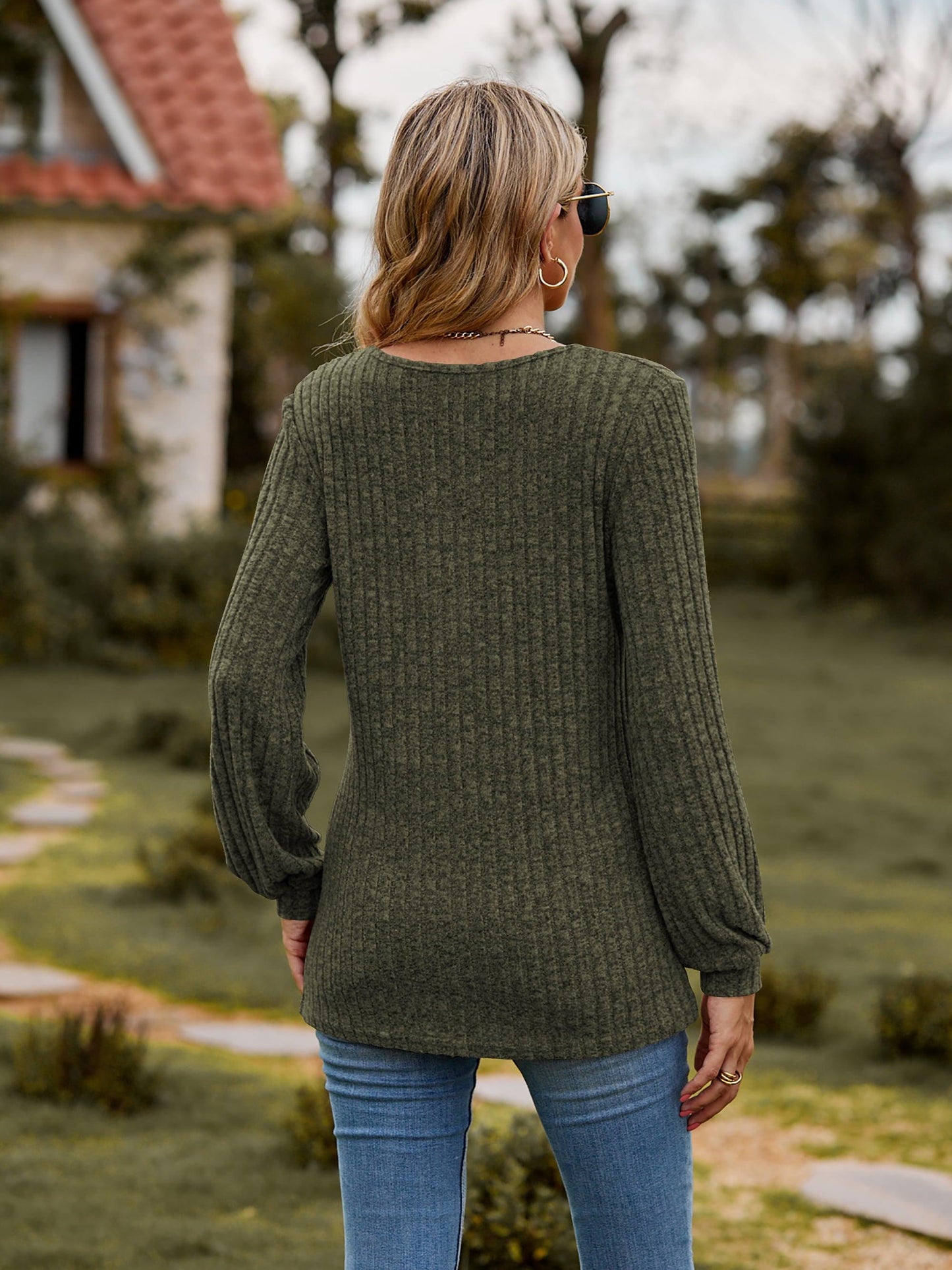 Button-Down Long Sleeve Top in 7 Colors - Olive Ave