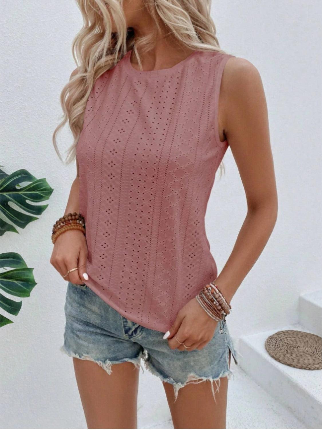 Eyelet Tank in 3 Colors - Olive Ave