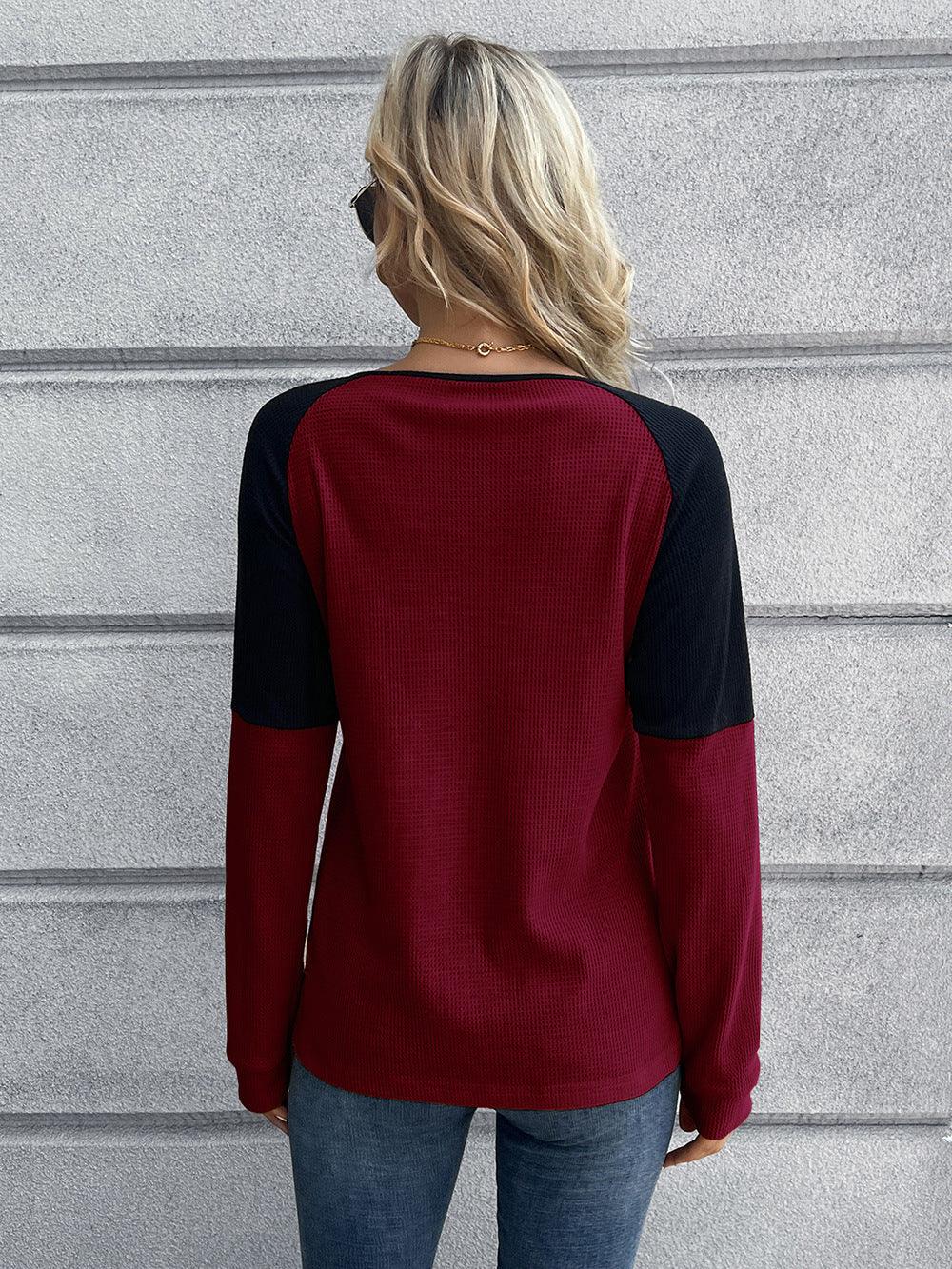 Contrast Buttoned Top - Olive Ave
