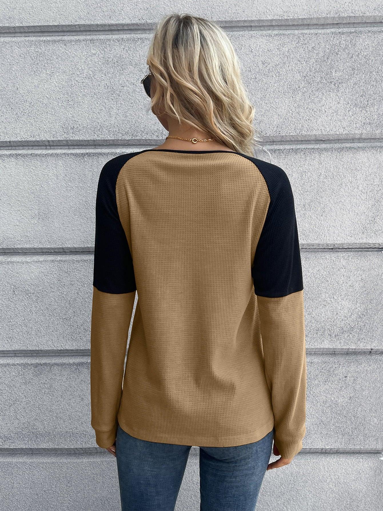 Contrast Buttoned Top - Olive Ave