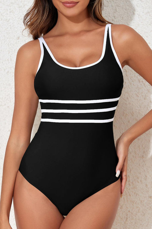 Contrast Trim One-Piece Swimwear - Olive Ave