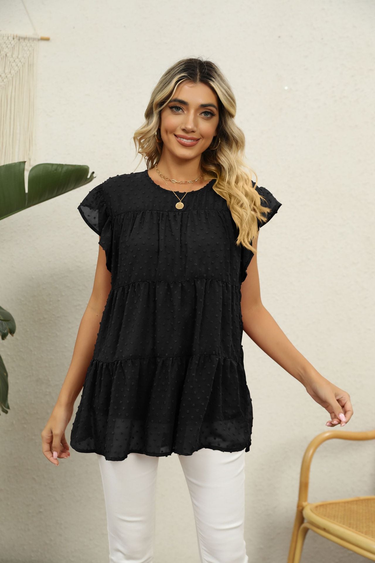 Swiss Dot Tiered Top in 8 Colors