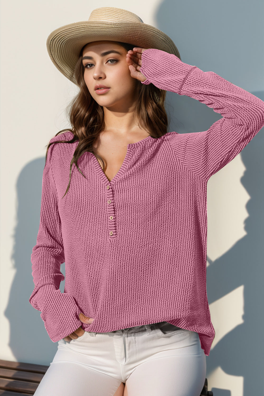 Full Size Notched Thumbhole Top in 8 Colors