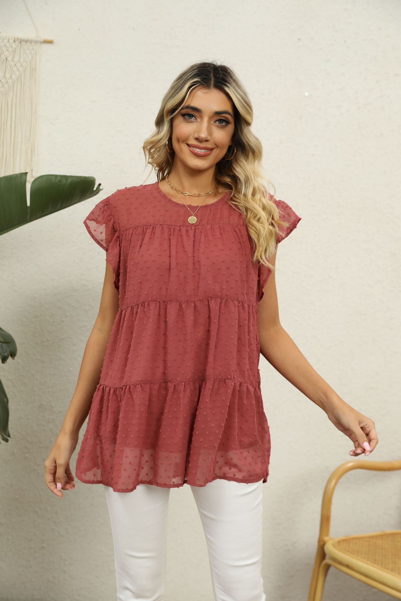 Swiss Dot Tiered Top in 8 Colors