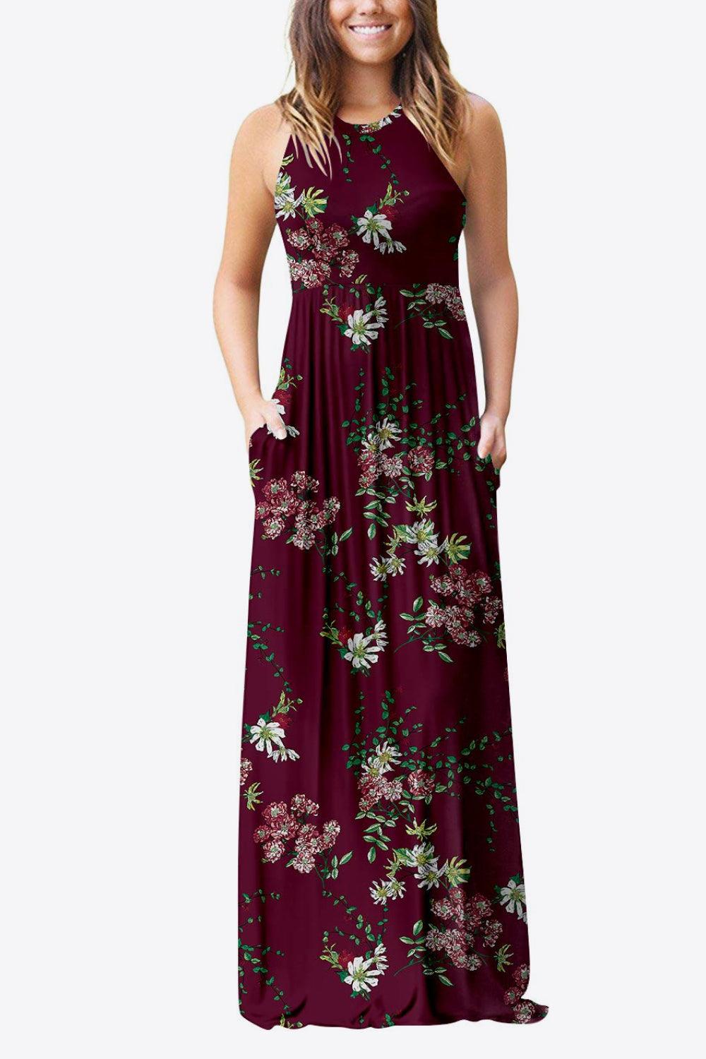 Empire Waist Sleeveless Dress with Pockets - Olive Ave