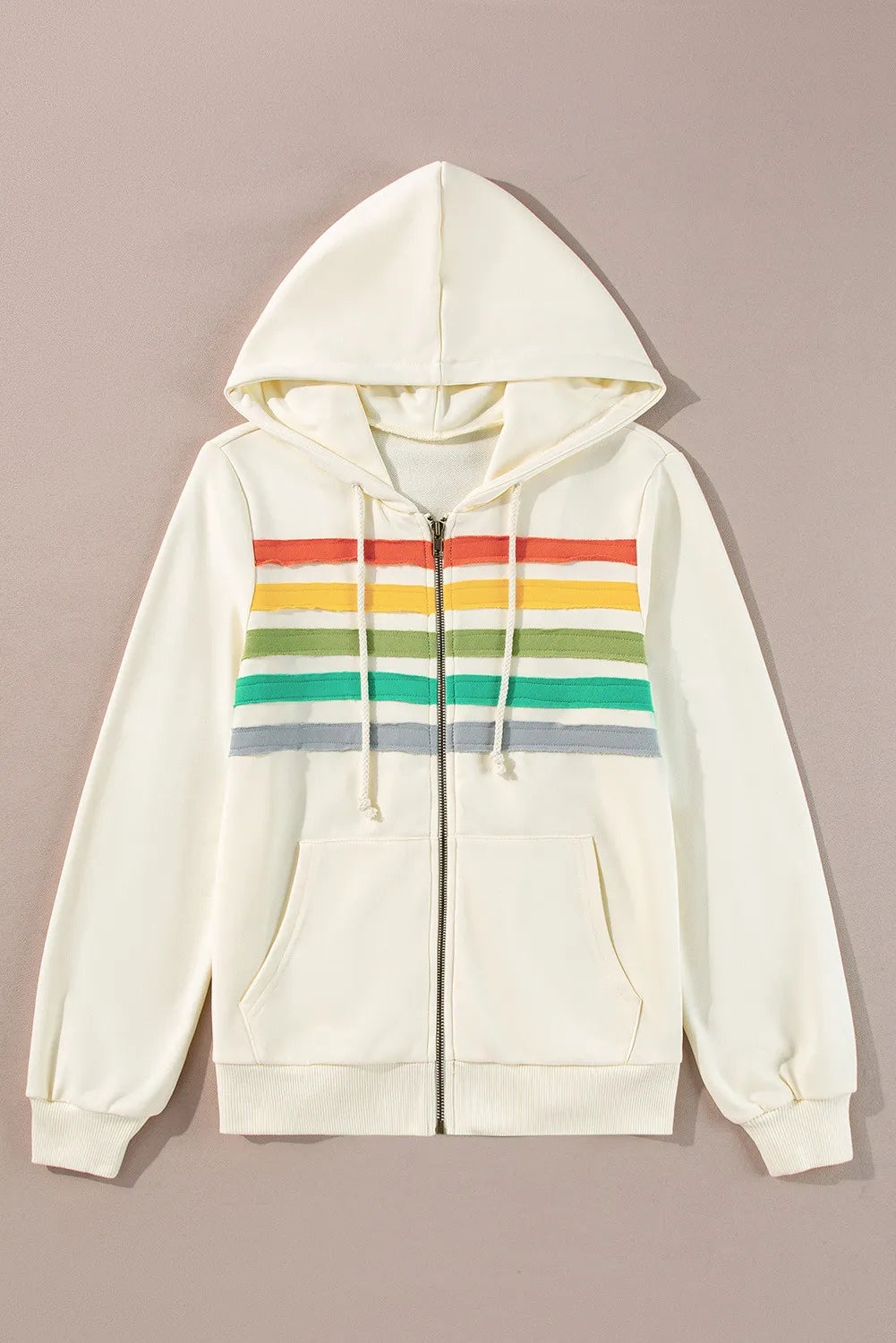 Contrast Zip Up Hoodie