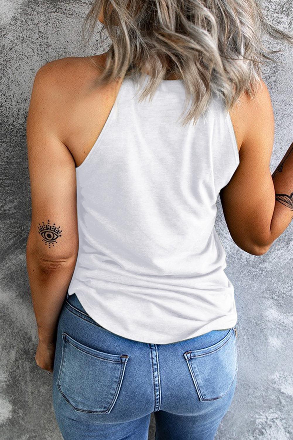 Floral Flag Graphic Grecian Tank - Olive Ave