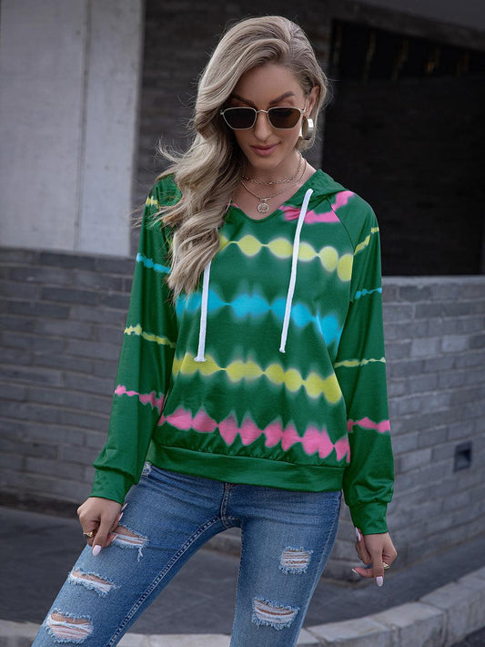 Full Size Tie Dye Raglan Sleeve Hoodie in 3 Colors - Olive Ave
