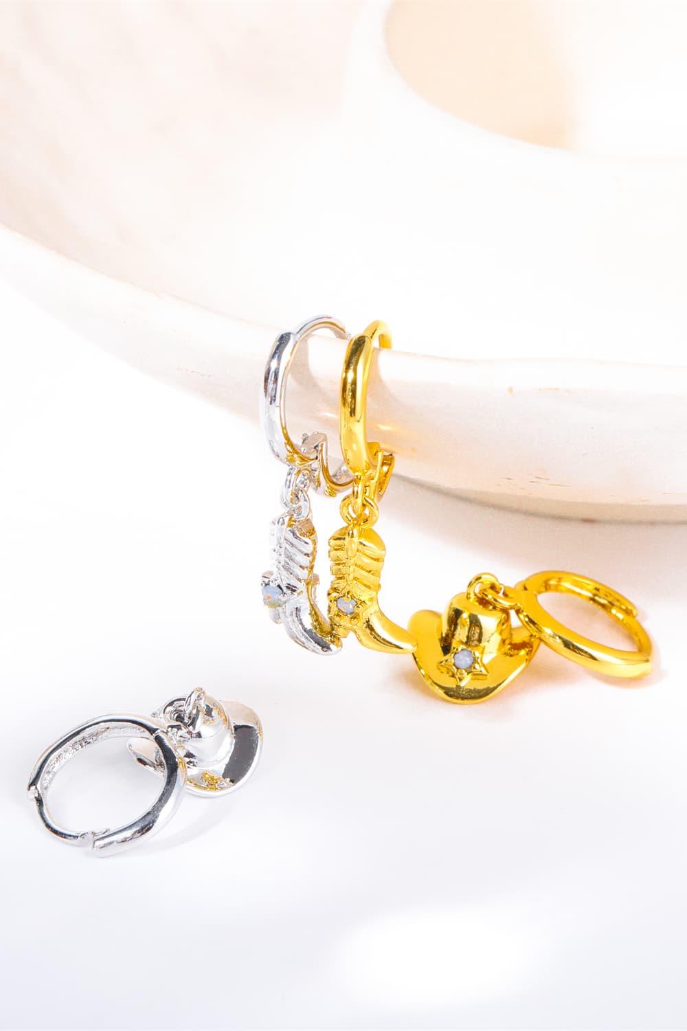 Hat & Boot Shape 14K Gold Plated Earrings - Olive Ave