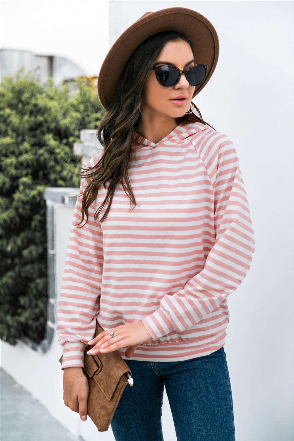 Horizontal Striped Hoodie - Olive Ave