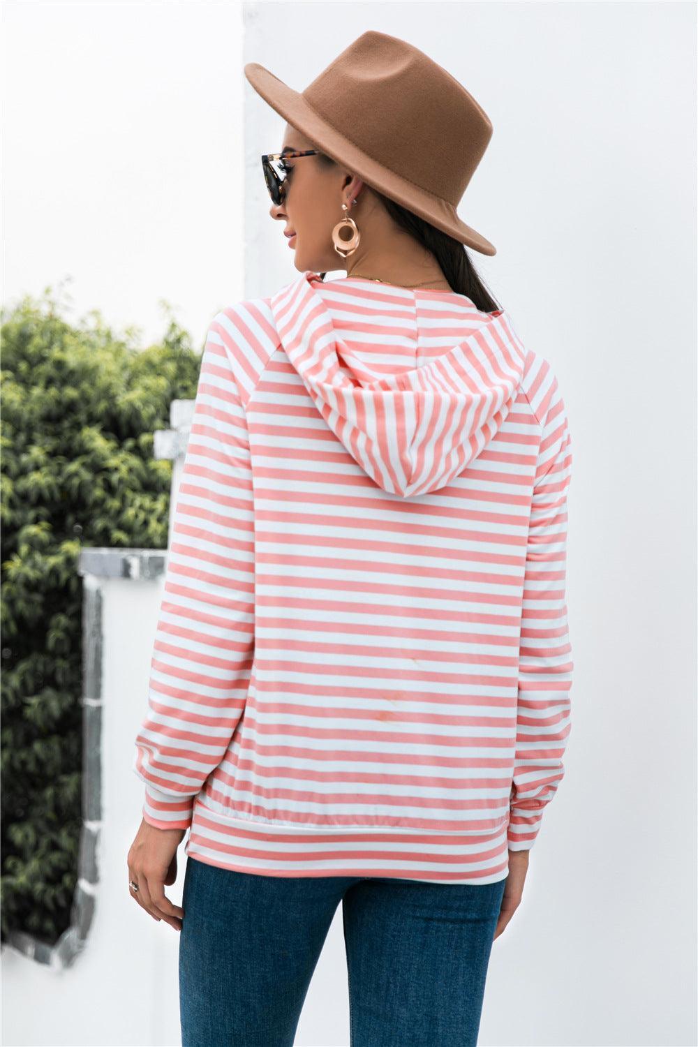 Horizontal Striped Hoodie - Olive Ave