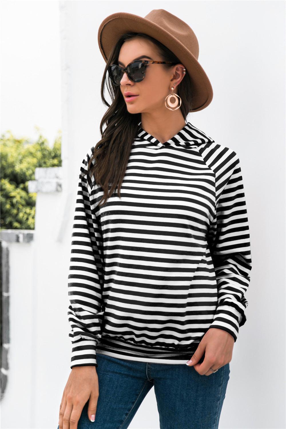 Horizontal Striped Hoodie - Olive Ave
