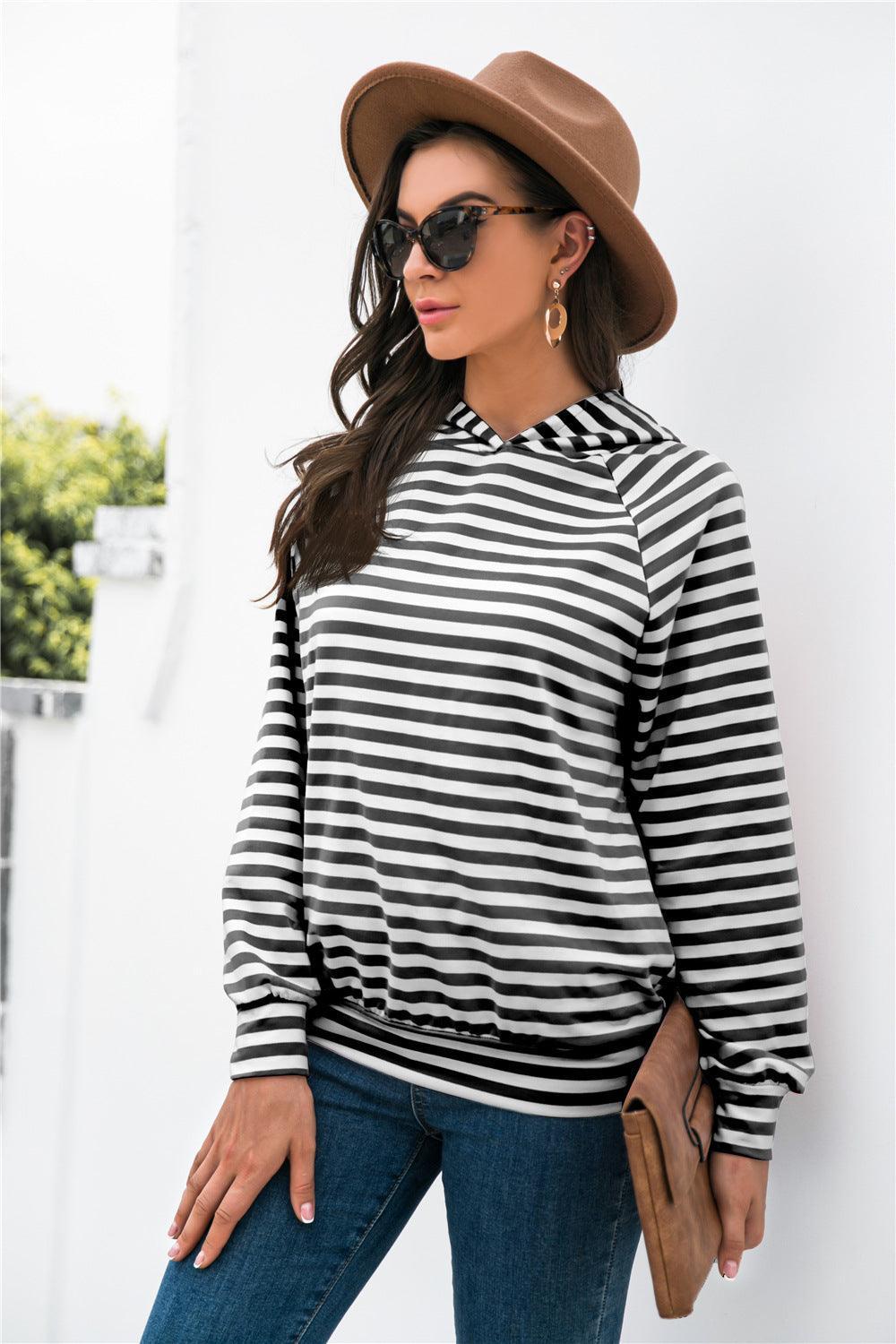 Horizontal Striped Hoodie - Olive Ave