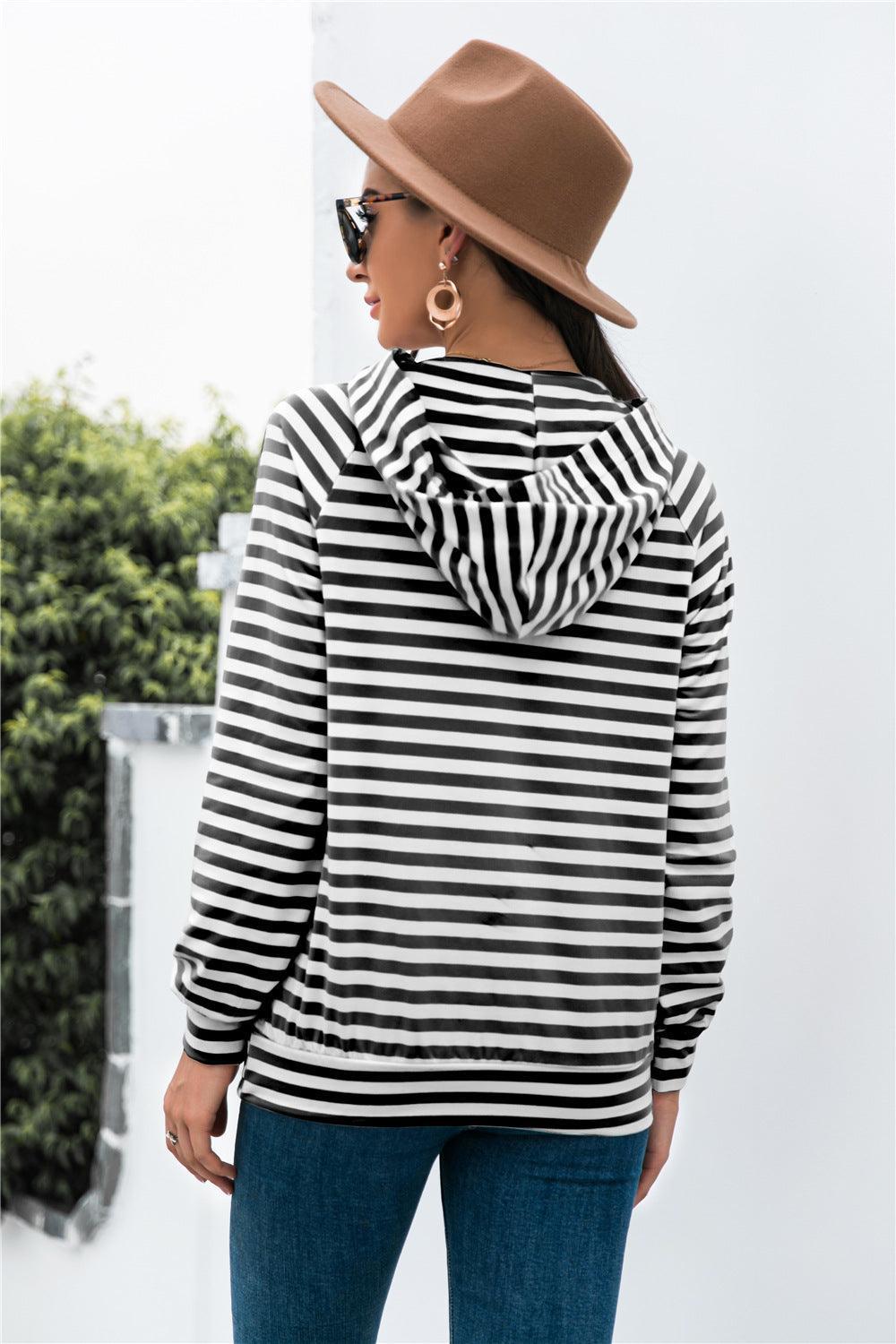 Horizontal Striped Hoodie - Olive Ave