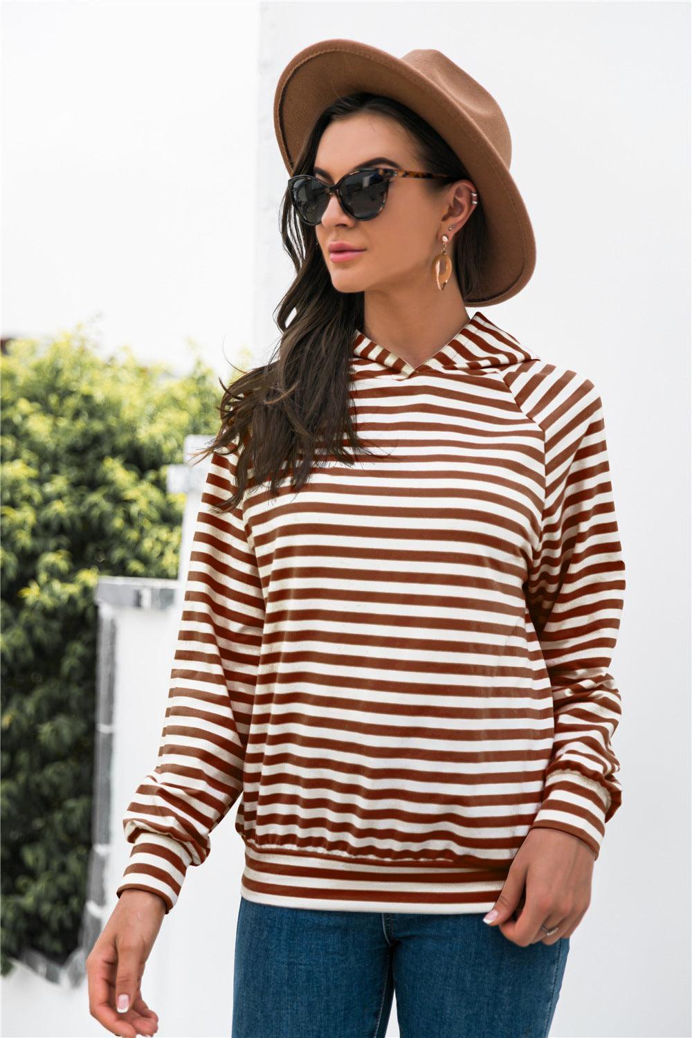 Horizontal Striped Hoodie - Olive Ave