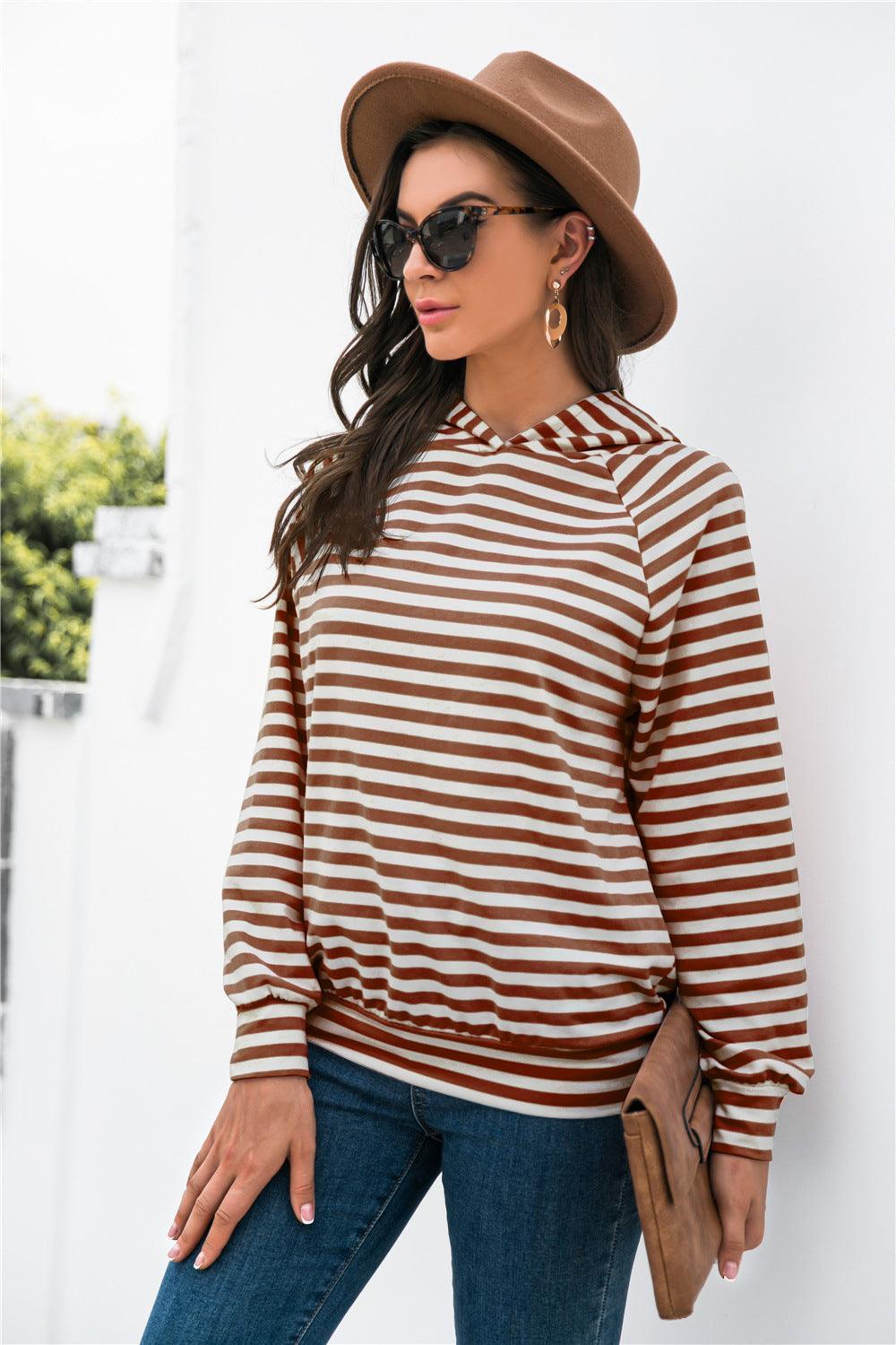 Horizontal Striped Hoodie - Olive Ave