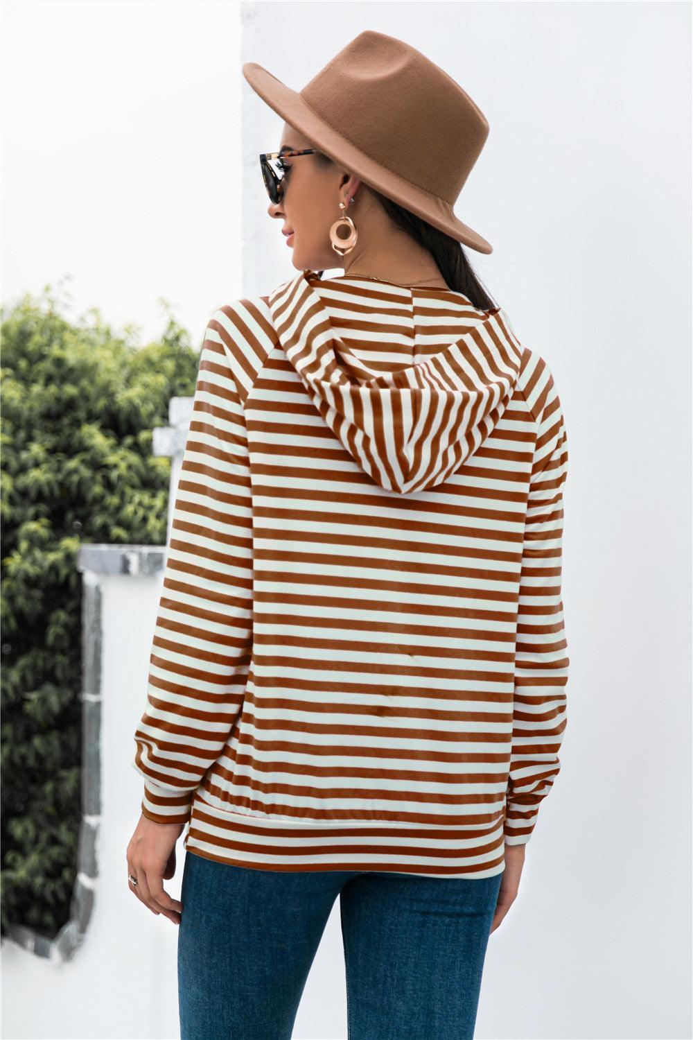 Horizontal Striped Hoodie - Olive Ave