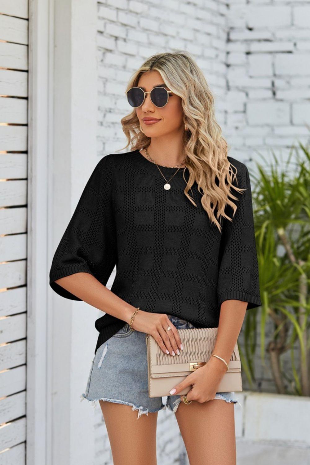 Openwork Knit Top - Olive Ave